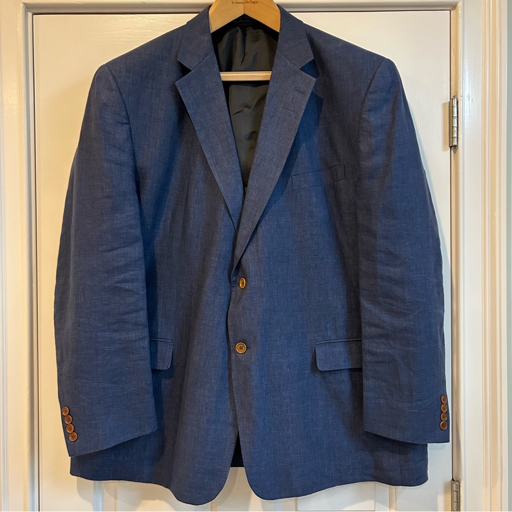 Haspel Men's Blue Linen Blazer